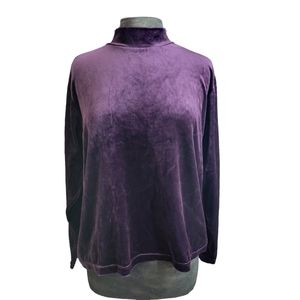Purple velvet long sleeve blouse
